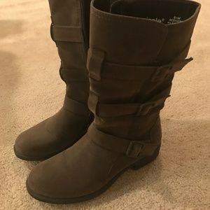 Nicole Brown Faux Suede Riding Boots